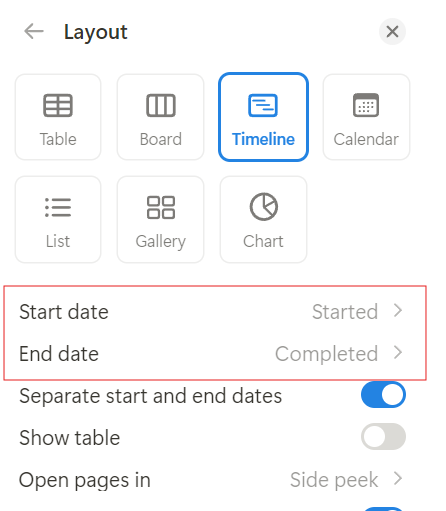 setting dates for timeline