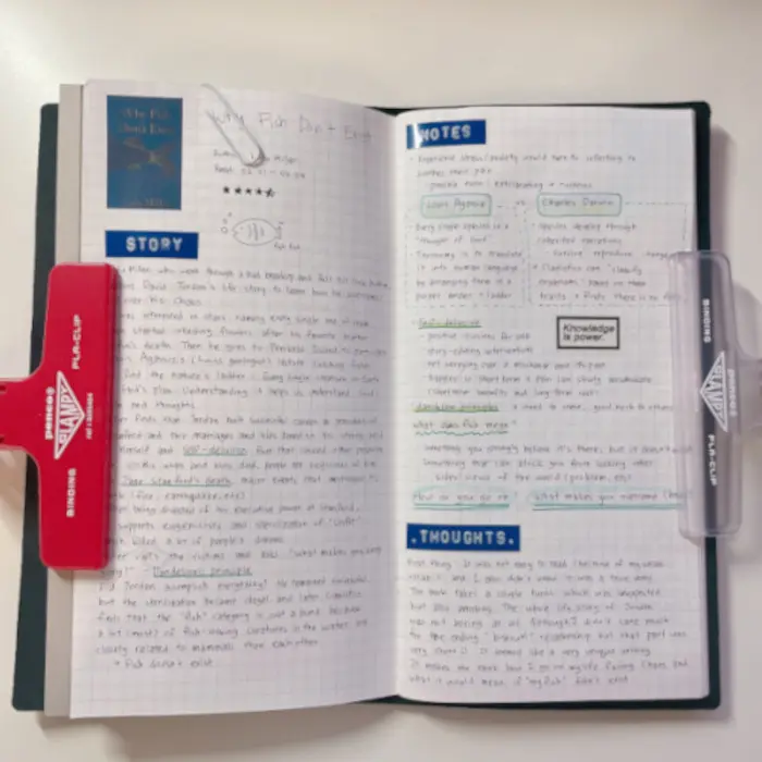 Reading journal pages inside my Traveler’s Notebook