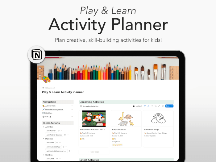 play and learn activity planner