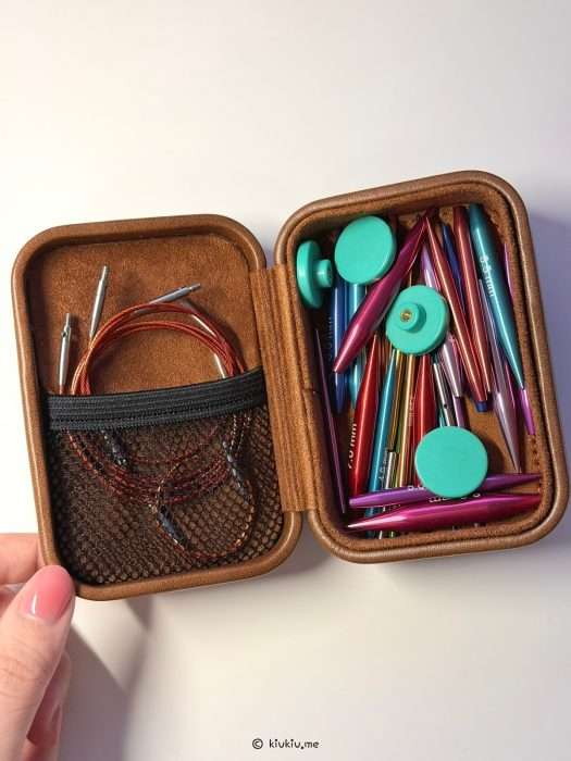 Temu short interchangeable knitting needles set with swivel cables and accessories stored in a compact case
