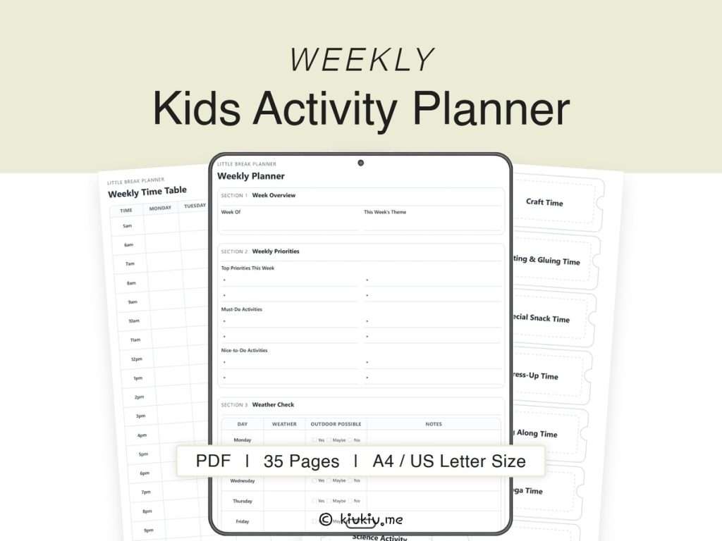 주간 아이 활동 플래너