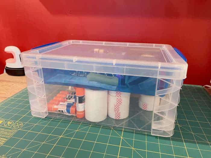 craft supply storage idea 2: supply box i purchased from Joann