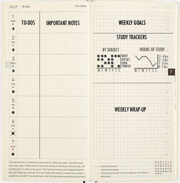 Hobonichi Weeks Layouts for Study: Weekly Wrap-up
