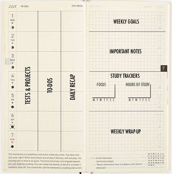 Hobonichi Weeks Layouts for Study: Daily Recap