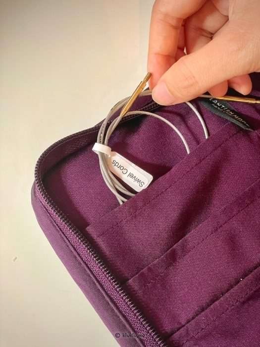 Lantern Moon needle case interior with cable pocket and zipper detail
