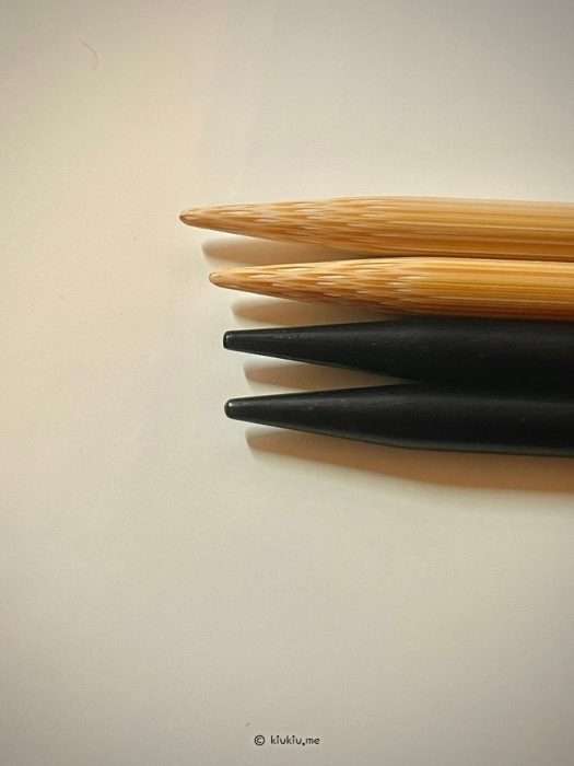 Side view of Lantern Moon needle tips showing tip shape compare to Carry C