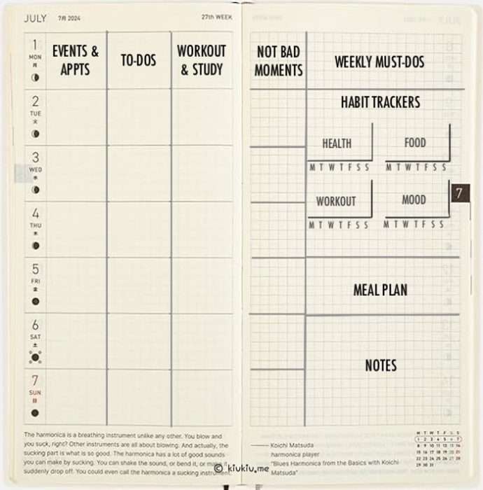 hobonichi weeks layout - not bad moments