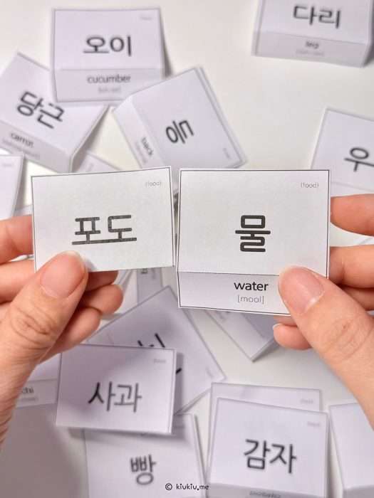working with korean vocab flashcards