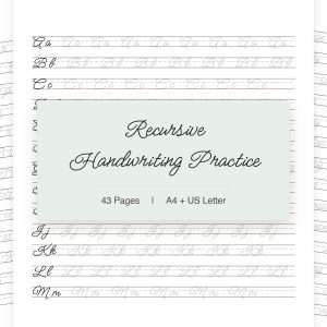 Recursive Handwriting Practice Sheets | Writing Tracing Workbook | Word and Sentence Writing Practice | Printable PDF | Font Meow